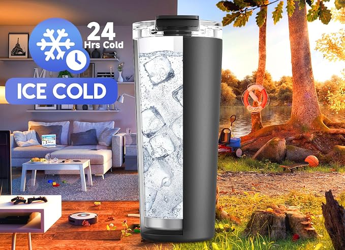 Meoky 24 oz Insulated Travel Coffee Mug: Leak Proof Lid, Night | Stainless Steel Coffee Tumbler, Keeps Hot for 8 Hours or Cold for 24 Hours, Fits in Car Cup Holder, BPA Free - Image 3