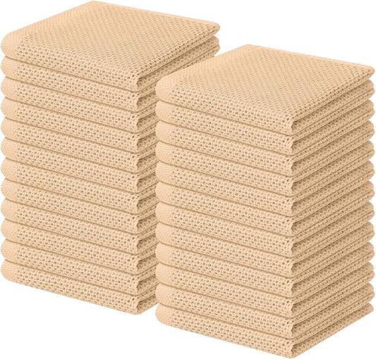 Homaxy 100% Cotton Waffle Weave Kitchen Dish Cloths 24-Pack, Apricot | 12 x 12 Inches, Ultra Soft Absorbent Dish Towels, Quick Drying Dish Rags with Hanging Loop by Homaxy