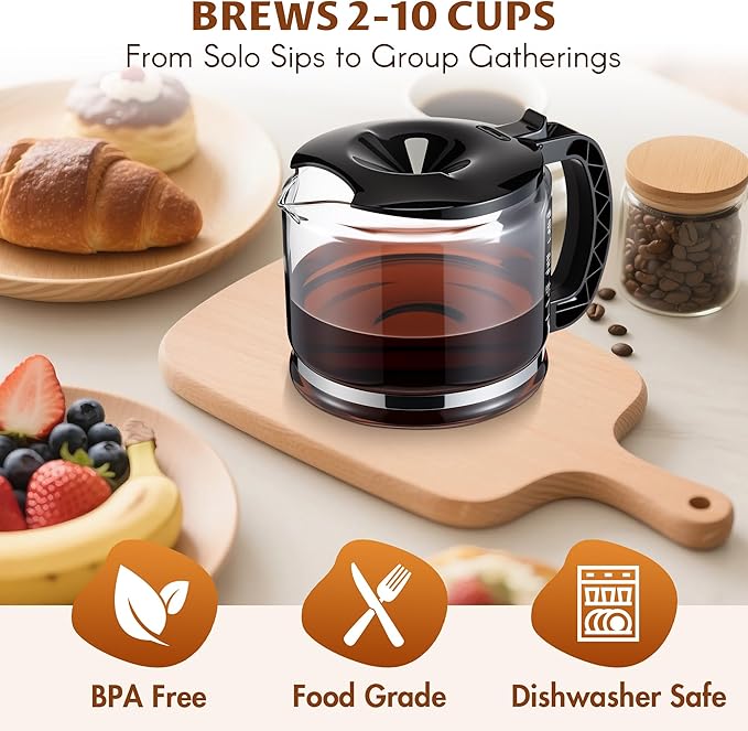 Glass Coffee Carafe Compatible with Delonghi 3066 3067 3093 3094 3111 3112 Kf140 Kf863, Coffee Pot Compatible with 7313283649, Espresso Carafe Machine Parts, 10 Cup / 750ml