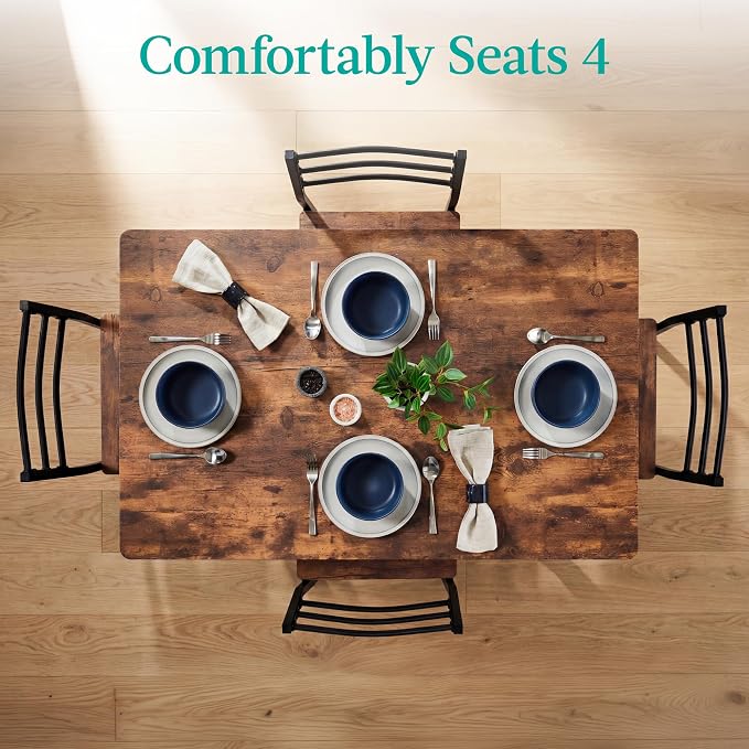 Best Choice Products 5-Piece Modern Dining Set W/Steel Frame, Space Saving Rectangular Kitchen Table W/ 4 Matching Chairs & Storage Rack for Apartments, Kitchens & Dining Rooms - Medium Brown/Black - Image 4
