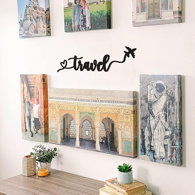 Qmetalart Travel Decor Metal Wall Art Backdrop Decoration Sign Word Hanging for Home Living Room Bedroom Office Housewarming Gift for Travel Lover - Image 5