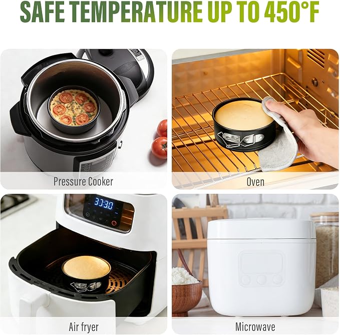 Vakoo 4 Inch Mini Springform Pan - Nonstick, Leakproof Mini Cheesecake Pan for Baking, Easy Release, No Parchment Paper Needed, Set of 4 - Image 6