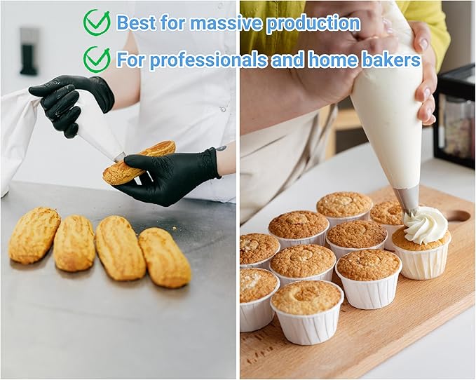 21 Inch Extra Large Piping Bags 100 Pack - Disposable Pastry Bags - Thick Anti-Burst Pastry Icing Frosting Piping Bags For Decorating Cupcakes Cakes Cookies (Large 21 Inch-100 Pack)