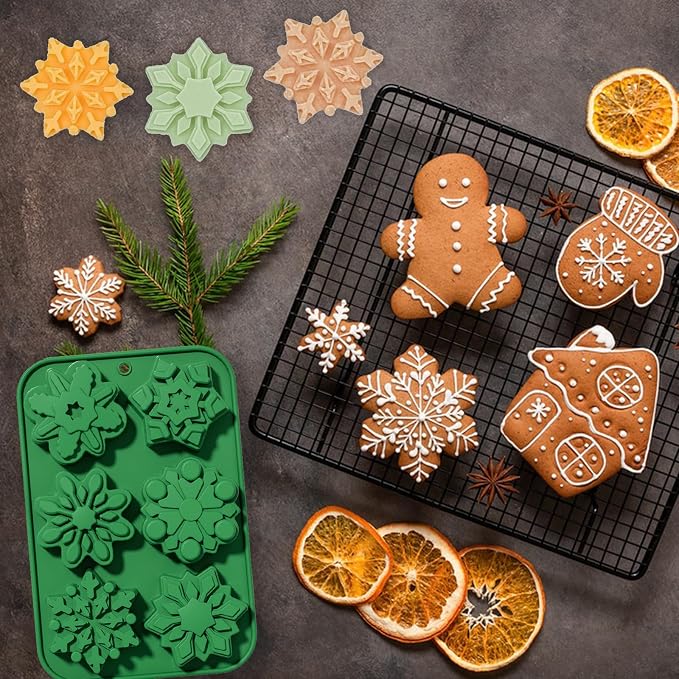 2 Pack Snowflake Silicone Molds Christmas Silicone Molds for Making Soap Resin Bath Bomb Ice Cube Chocolate Candy Snowflake Design for Christmas DIY - Image 6