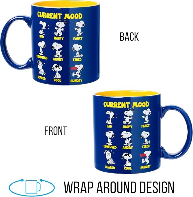Silver Buffalo Peanuts Snoopy Current Mood Emotions, Ceramic Mug, 20oz | Cup, 0.59 Liters - Image 5