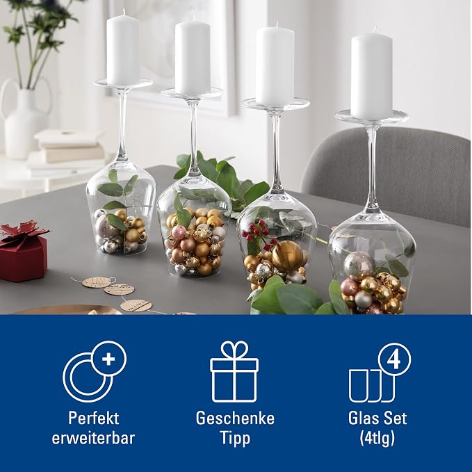 Villeroy & Boch La Divina Collection Bordeaux Goblet, Set of 4, Crystal Glass, 22 oz Capacity | Crystal glass Bordeaux goblets, made in Europe, dishwasher safe, curved lines showcase a classic red's bouquet - Image 5