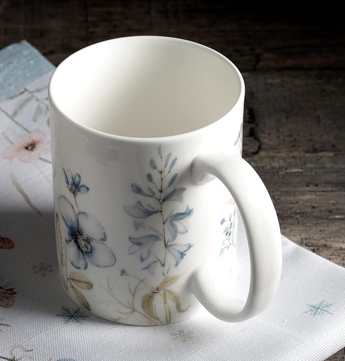 Maison d' Hermine Coffee Mug with Handles Tea Cups (12 Ounce, Pack of 1) | Fine Bone China Coffee Mugs for Hot Beverages Cappuccino Latte Home Restaurant Spring Summer -Ice Florals - Forsty Morning - Image 9