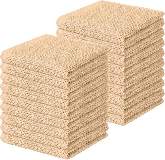 Homaxy 100% Cotton Waffle Weave Kitchen Dish Cloths 18-Pack, Apricot | 12 x 12 Inches, Ultra Soft Absorbent Dish Towels, Quick Drying Dish Rags with Hanging Loop by Homaxy