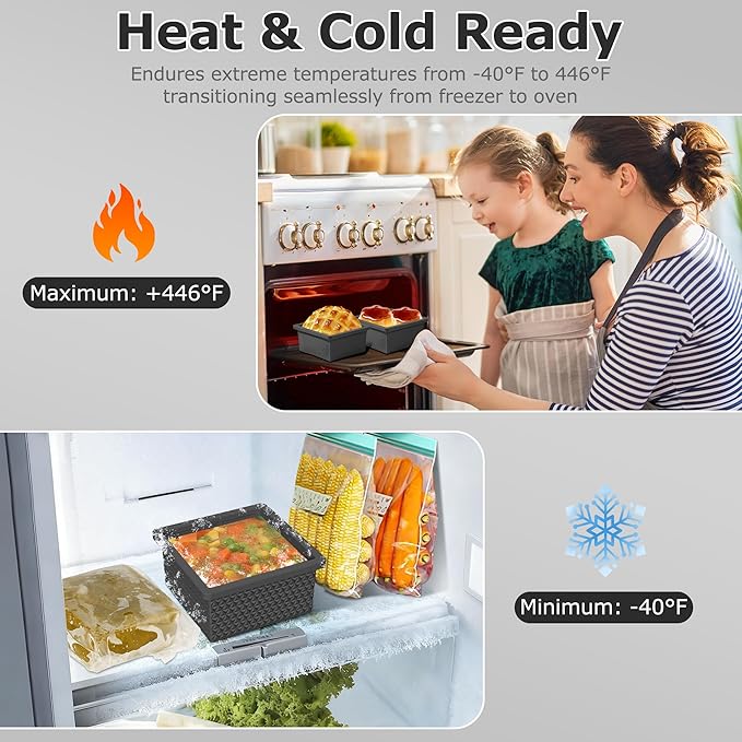 Silicone Freezer Tray with Lid-Stackable Soup Freezer Container Molds,2-Cup Ice Cube Trays for Perfect Portion Control,Food Storage & Meal Prep,Oven & Dishwasher Safe-4 Pack