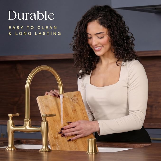 Deer & Oak Large Bamboo Chopping Board 15" x 9.8" x 0.8", Premium Wooden Kitchen Cutting Board for Meat & Vegetables, Pre-Oiled, Water Resistant, Knife-Friendly - Image 6