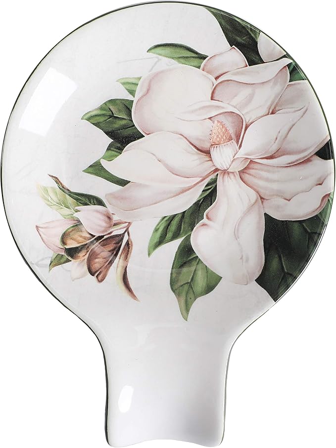 Bico Magnolia Floral Spoon Rest for Stove Top, Ceramic Spoon Holder for Kitchen Counter, Easy to Clean Coffee Spoon Rest Dishwasher Safe, Kitchen Cooking Utensil Rest for Ladles Spatula - Image 3
