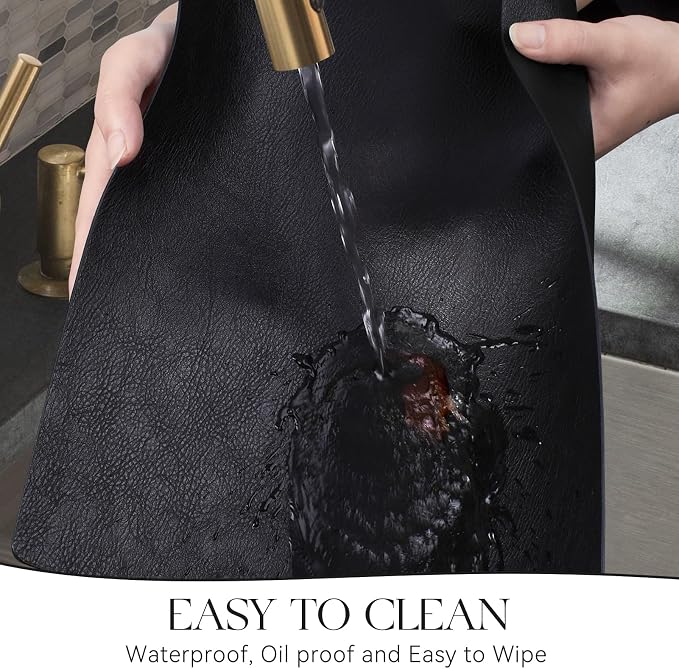 MOSAYT Vinyl Placemats Set of 6-12 X 17 Inch - Faux Leather 100% Waterproof Oil-Proof Wipeable PU Place Mats, Heat Resistant Reversible Table Mats for Kitchen, Dining, Outdoor, Black - Image 4
