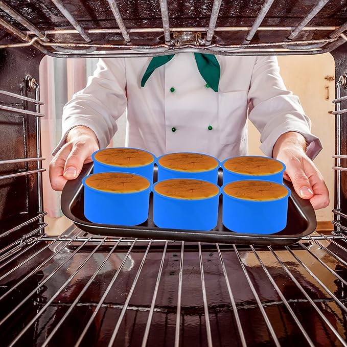12pcs Silicone Cake Mold Baking Round Cake Molds 4 Inch Non-Stick Baking Pan Kitchen Silicone Cake Molds for Baking(Red, Blue, 4inch)