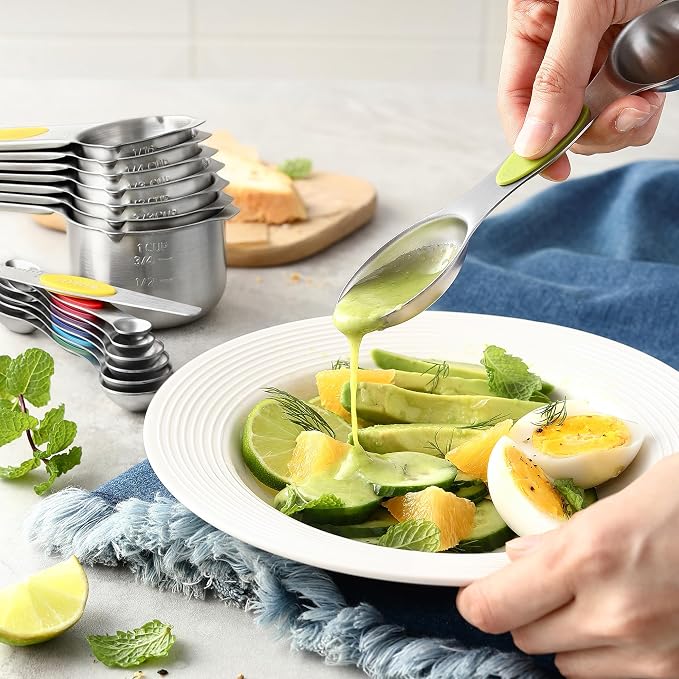 Spring Chef 15 Magnetic Measuring Cups & Spoons Set, Patented, Multicolor | Stackable Stainless Steel Measuring Cups & Heavy Duty Metal Measuring Spoons with Levelers for Dry & Liquid Ingredients - Image 8