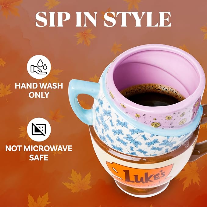 Silver Buffalo Gilmore Girls Stars Hollow Locations, 3D Sculpted Mug, 20oz | Destination, Luke's Diner, Doose's Market and Dragonfly Inn, Ceramic Stacked Teacup, 0.59 Liters - Image 3