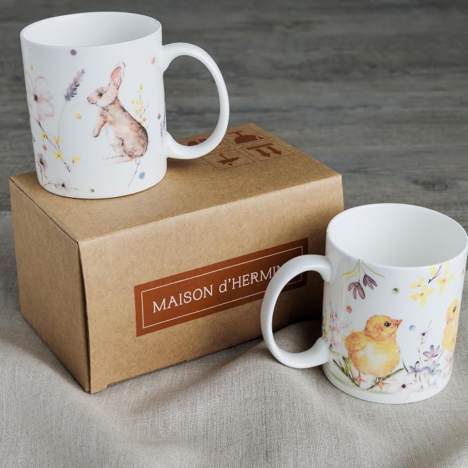 Maison d' Hermine Coffee Mug with Handles Tea Cups (15 Ounce, Pack of 2) | Fine Bone China Coffee Mugs for Hot Beverages Cappuccino Latte Home Restaurant Hotel Spring Summer -Easter Zest - Image 8
