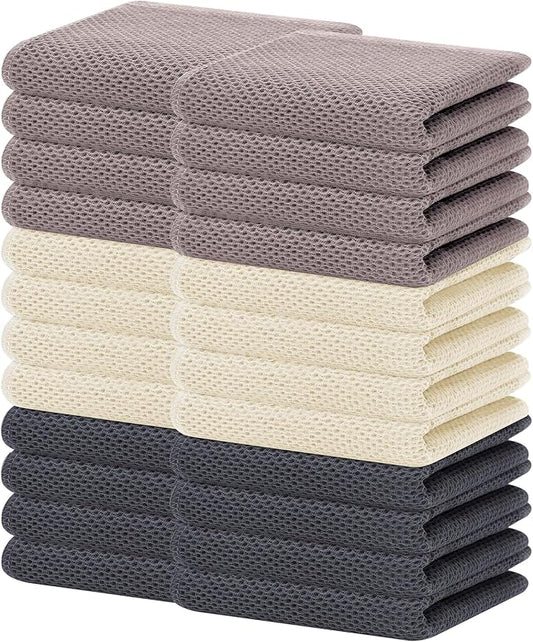 Homaxy 100% Cotton Waffle Weave Kitchen Dish Towels 24-Pack, Mixed Color | 13 x 28 Inches, Ultra Soft Absorbent Dish Towels, Quick Drying Cleaning Towels by Homaxy