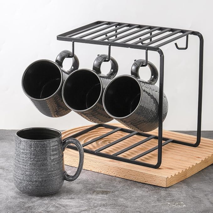 Hasense Dark Grey Coffee Mugs Set of 4, 12oz Ceramic Coffee Cups, Latte Mug with Large Handle for Coffee, Tea, Milk and Hot Cocoa,Easy Hold & Clean, Dishwasher & Microwave Safe - Image 4
