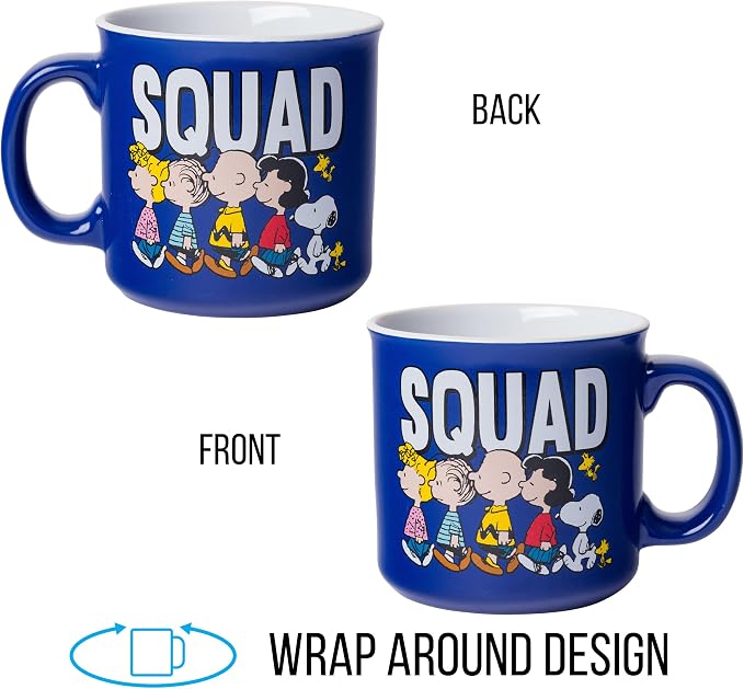 Silver Buffalo Peanuts Squad, Ceramic Camper Mug, 20oz | Sally, Linus, Charlie Brown, Lucy, Snoopy, Woodstock, 0.59 Liters - Image 5