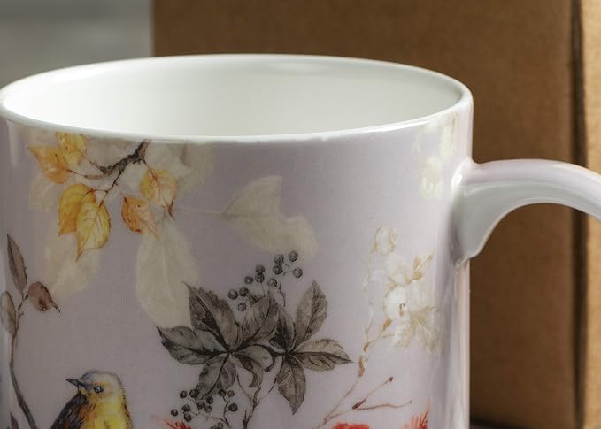 Maison d' Hermine Coffee Mug with Handles Tea Cups (15 Ounce, Pack of 1) | Fine Bone China Coffee Mugs for Hot Beverages Cappuccino Latte Home Restaurant Spring Summer -Equinoxe - Grey - Passerine - Image 9