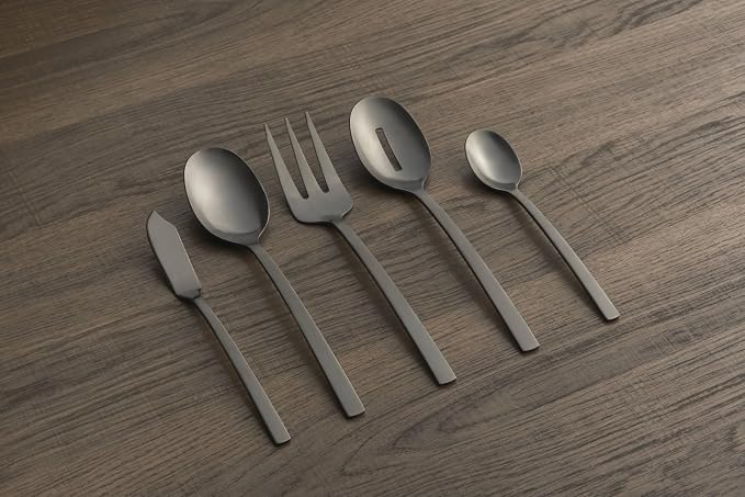 Cambridge Silverware Set, Beacon Black Satin 45-Piece Flatware Set, Service For 8, 18/0 Stainless Steel, Dishwasher Safe, Flatware Cutlery Sets, Utensils, Knives Spoons And Forks (Black, 45 Pieces) - Image 6