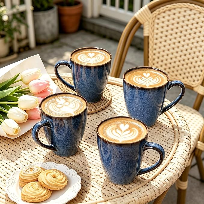 MONITO 17 OZ Coffee Mugs Set of 6, Large Ceramic Blue Coffee Mugs Set with handle for Tea/Latte/Milk/Cocoa, Funny Tea Cups for Office and Home, Engagement Gifts. (Starry Blue) - Image 3