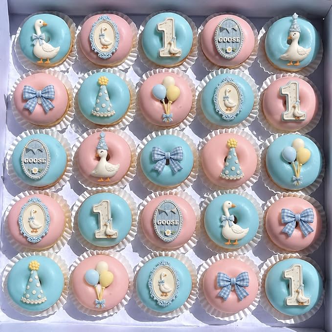 One Silly Goose Birthday Chocolate Fondant Molds Silicone, First Birthday | Silicone Chocolate Candy Mould, for Baby Shower Party 1st Birthday, Cake, Cupcake Decorations, Kitchen Crafts Baking Supplies - Image 6