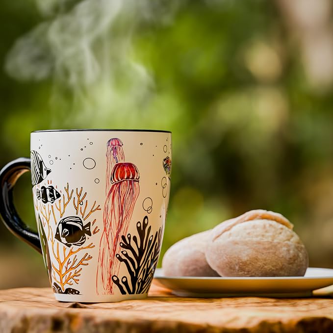 Color Changing Sea Turtle Coffee Mug 12oz – Heat Sensitive Ceramic Cup with Ocean Reef & Coral Design, Coastal Beach Theme Mug, Unique Christmas Holiday Birthday Gift for Turtle Lovers, Men & Women - Image 3