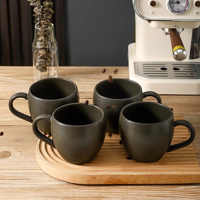 Coffee Mugs Set of 4, Black 16 oz Coffee Mugs for Latte Cappuccino Cocoa and Tea, Ceramic Coffee Cups With Handle,Stoneware Mugs for Housewarming Gifts, Microwave＆Dishwasher Safe - Image 6