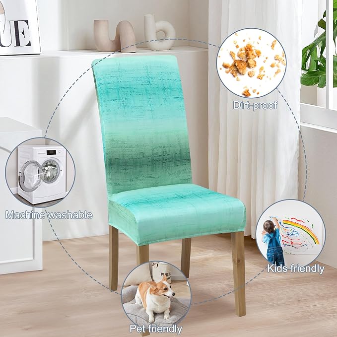 Dining Chair Covers, Stretch Seat Covers, Washable Furniture Protector | 4 Pack, Washable, Stretch Fit, Soft, Non Slip, Dining Chair Covers, Seat Protector, Furniture Cover,Easy Clean - Image 6