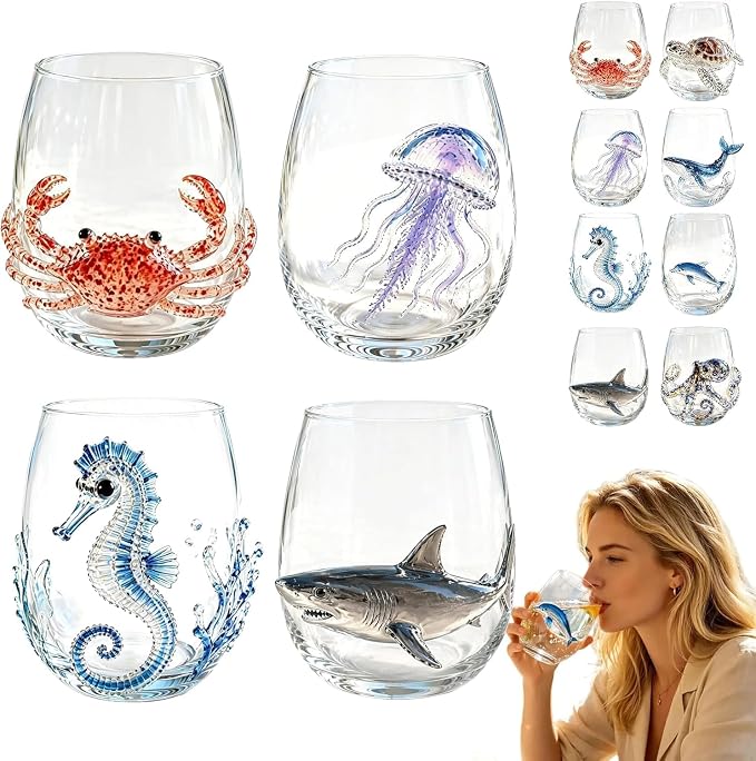 Artisan Blue Octopus Glassware Handmade 3D Ocean Decor Gift by Unknown