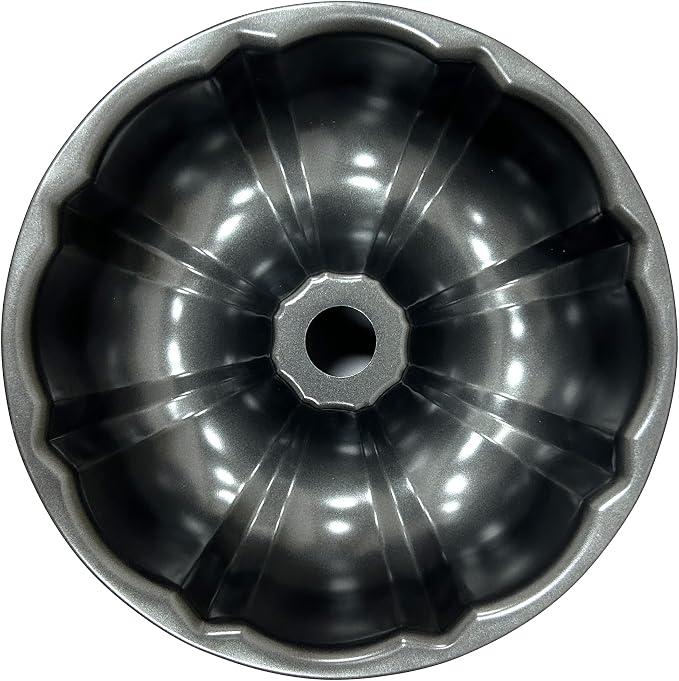 Kundalini Classic Bakeware 9.5 Inch Non-stick Fluted Cake Pan,Heavy Duty Carbon Steel Tube Baking Mold Gray - Image 4