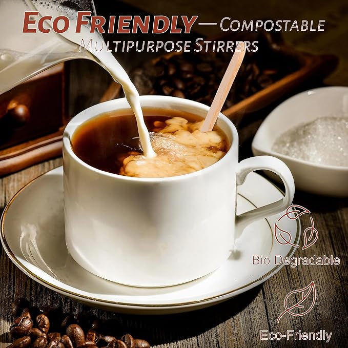 ANTETOK Wooden Coffee Stirrers - Coffee Stir Sticks 5.5 Inch,800pcs Disposable Swizzle Sticks,Swizzle Drink Sticks for Coffee,Tea,Cocktail and Hot Chocolate - Image 4