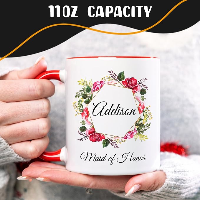 Personalized Coffee Mug, Custom Picture Text or Logo Ceramic Mug, Customized Gift for Men & Women, Taza Personalizada with Photo and Words, Customizable 11 Oz Tea Cup | White - Red - Image 2