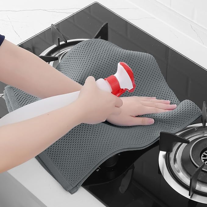 Homaxy 100% Cotton Waffle Weave Kitchen Dish Towels 24-Pack, Grey | 13 x 28 Inches, Ultra Soft Absorbent Dish Towels, Quick Drying Cleaning Towels - Image 5
