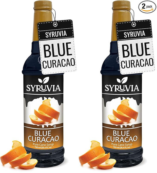 Syruvia Blue Curacao Syrup, Flavored Syrup for Cocktails, Drinks, Lemonades, Iced Teas, and Desserts – 25.4 fl oz (Pack of 2)