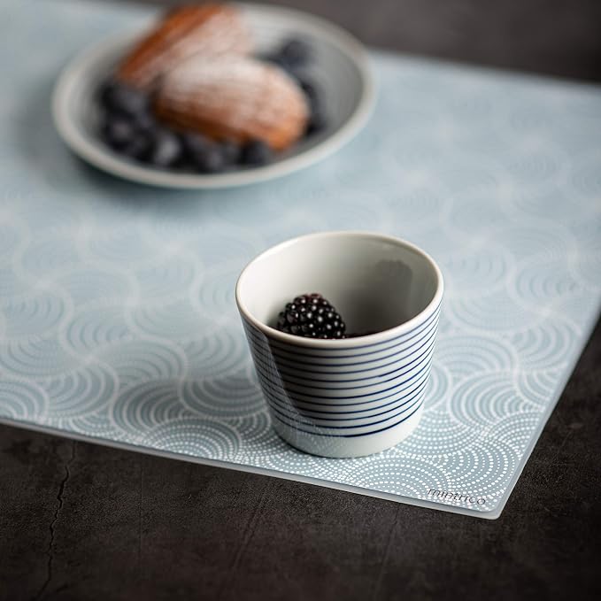 Mintrico placemat for Dining Table Set of 2 Silicone Heat Resistant Non Slip (2, Blue dot) … - Image 5
