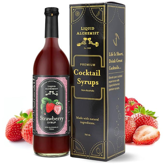 Liquid Alchemist Strawberry Syrup for Drinks - Real Ingredients Make our Strawberry Puree for Drinks a Perfect Margarita Mix - Our Flavored Syrup is Gluten & Dairy Free (25.4 oz)