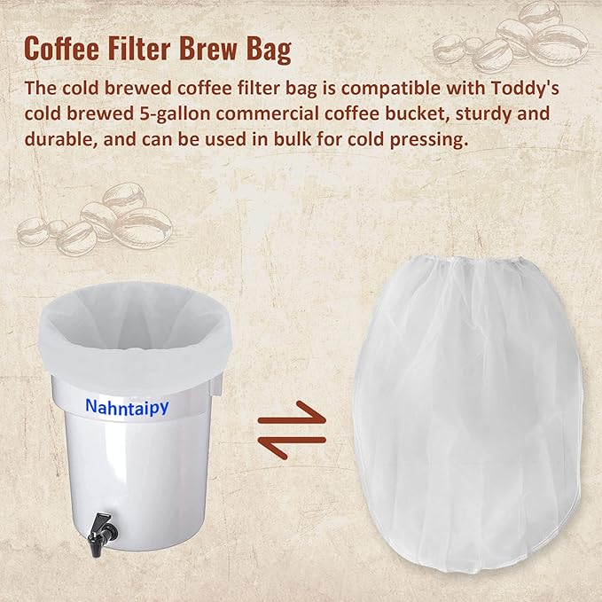 Cold Brew Coffee Filter Bag Compatible with Toddy Cold Brew System for 5 Gallon Commercial Brewers, Washable & Reusable, 1 Pcs