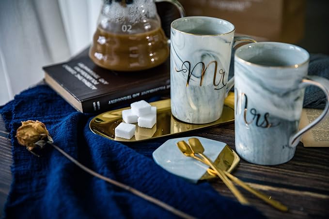 Jumway Mr and Mrs Coffee Mugs - Wedding Gifts - Mr and Mrs Mugs Set - for Bride and Groom - Gifts for Bridal Shower Engagement Wedding and Married Couples Anniversary - 14 Oz Grey - Image 6