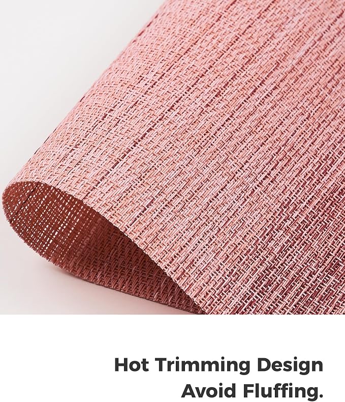 Leetaltree Gradient Pink Woven Placemats Set of 24 - Heat Resistant Non-Slip Place mats for Dining Table, Washable Durable PVC Vinyl Woven Table Mats(Gradient Pink, 24) - Image 4