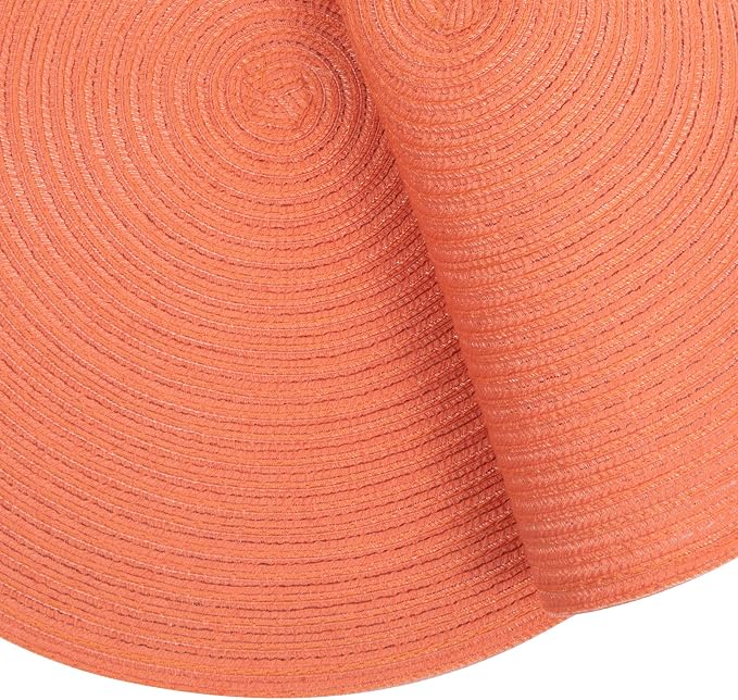 SHACOS Round Braided Placemats Set of 6 Washable Cotton Polyester Round Placemats for Kitchen Table 15 inch Round Table Mats (Coral, 6) - Image 4