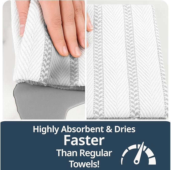 LANE LINEN Kitchen Towels Set - Pack of 4 Cotton Dish Towels for Drying Dishes, 18”x 28”, Absorbent Tea Towels, Quick Drying Kitchen Towel Set - Grey - Image 5