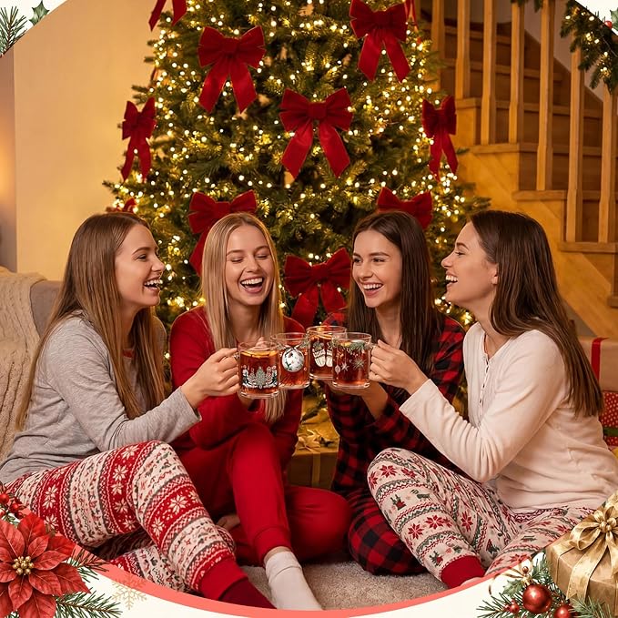 Tioncy 4 Pcs Christmas Mugs 12 oz Xmas Tea Cups with Handles Christmas Tree Coffee Cup Holiday Mugs Set Festive Xmas Cup Drinking Gift for Coffee Lovers Santa Collectible Containers Holiday Party - Image 6