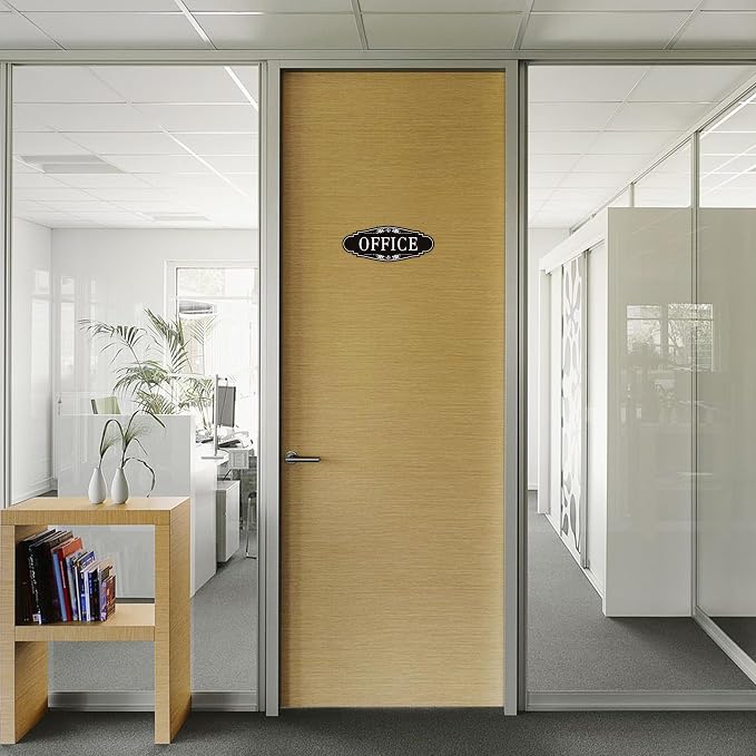 The Office Door Sign for Home and Business，Self-Adhesive Waterproof and Fade-Resistant Modern Office Sign Sticker for House，Business，Door, Window Black - Image 6