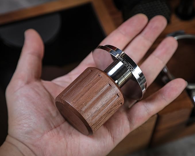 Echo Tamper 58mm – Walnut Calibrated Coffee Tamper with Click Feedback, Stainless Steel Base – Premium 30LB Spring-Loaded Espresso Tool for Perfectly Even Tamping Pressure
