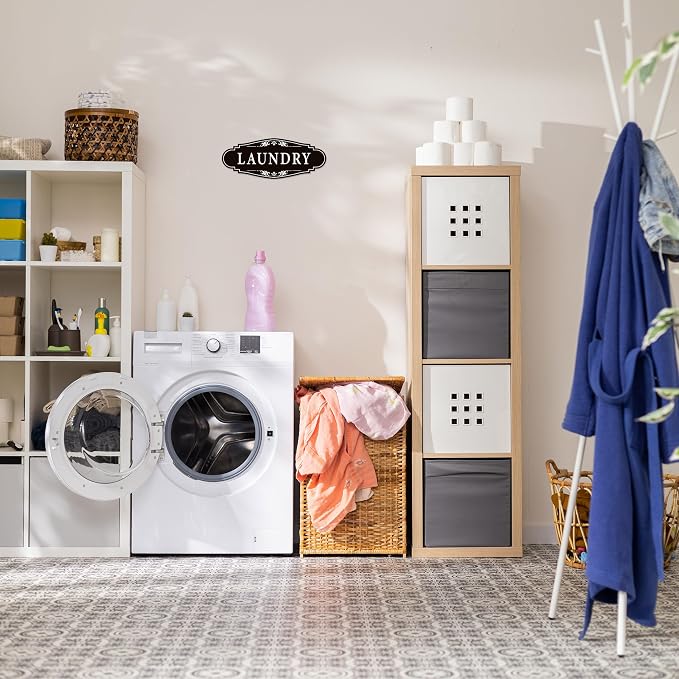 Laundry Room Door Sign for Business and Home，Self-adhesive Waterproof Cute Laundry Room Door Sticker Decals for House, Apartment, Hotel Laundromat Decor（Black） - Image 7