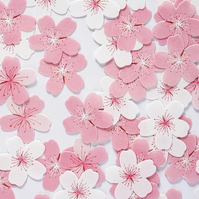 Edible Wafer Paper Flowers, 60 Pcs Pink Cherry Blossom, Edible Flowers Cake Decorations for Wedding, Baby Showers, Birthday, Anniversary, Flower Themed Party - Image 3