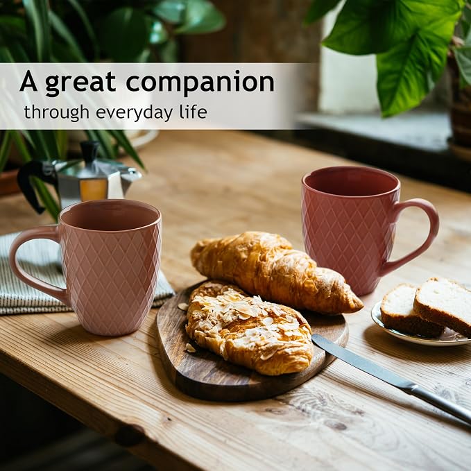 MIAMIO - Coffee Mugs Set of 6 (12 oz) - Palmanova Collection (Red) | Modern matte ceramic mug, Large Coffee Mugs - Microwave & Dishwasher safe - Image 2