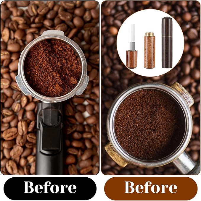 2pcs Espresso Needle Distributor, 6 Needles 0.3mm Coffee Distribution Tool, Espresso Whisk, Espressos Stirrer Tool With Natural Wood Handle for Baristas And Home Brewing Enthusiasts